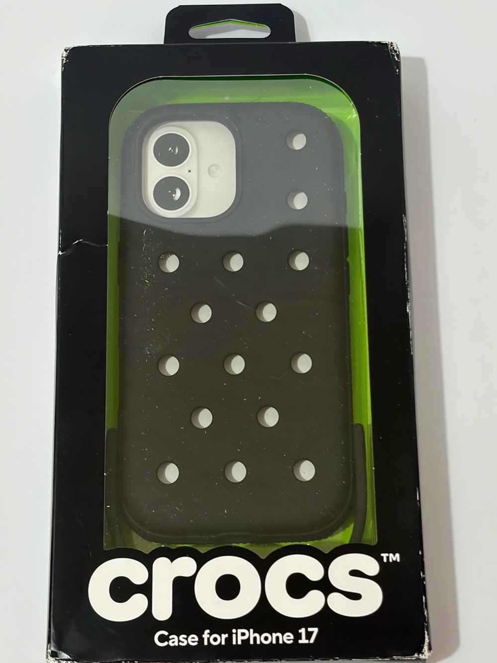 CROCS Black Silicone Phone Case with Croc Hole Pattern
